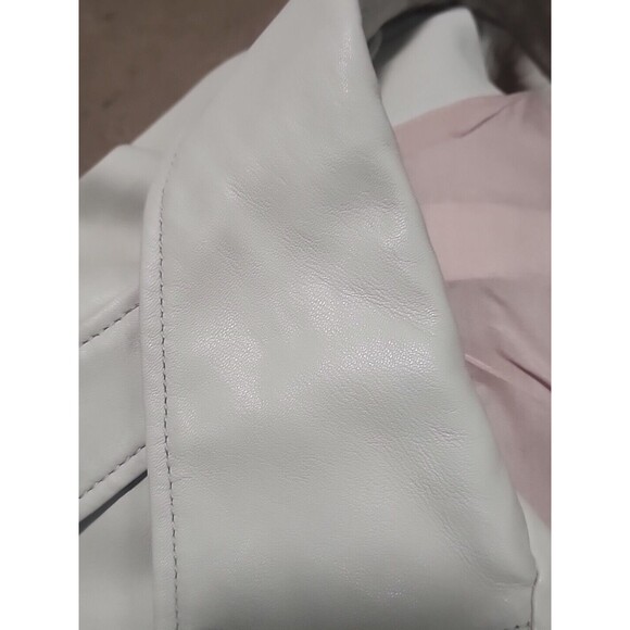 Free People Luxe SMALL Soft LEATHER Moto Belted Oversized Waist Length Gray $468 - Picture 9 of 10